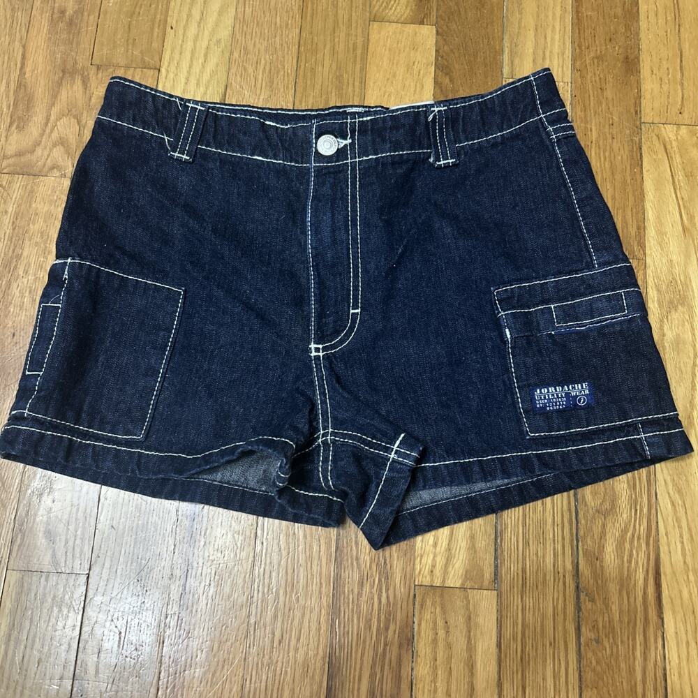 Vintage Jordache Utility Wear Woman's Denim Shorts 7/8 Dark Wash Y2k